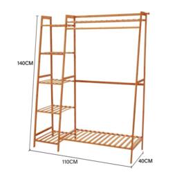 KORVIXA Heavy Duty Bamboo Clothes Rail in Natural - Size: 900mm - thumbnail 2