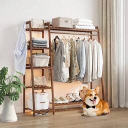 KORVIXA Heavy Duty Bamboo Clothes Rail in Natural - Size: 900mm - thumbnail 3