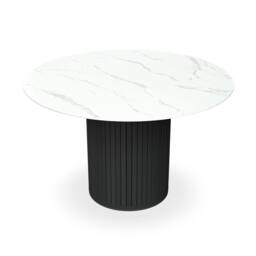 More4Homes Arlo White Marble Top W Black Leg + Anika Velvet Dining Chair Set Of 4 in Grey - thumbnail 2