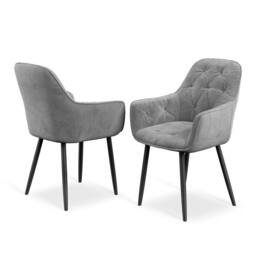 More4Homes Arlo White Marble Top W Black Leg + Anika Velvet Dining Chair Set Of 4 in Grey - thumbnail 3