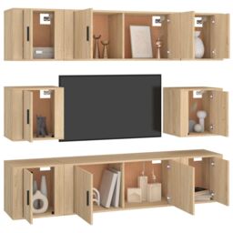 Berkfield Home 8 Piece TV Cabinet Set Sonoma Oak Engineered Wood in Brown - thumbnail 3