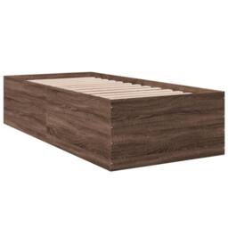 Berkfield Home Modern Bed Frame without Mattress Brown Oak 75x190 cm Small Single - thumbnail 6
