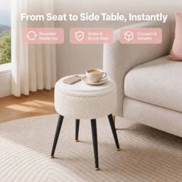 EONLION White Round Dressing Table Stool - Size: 100 cm - thumbnail 3