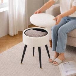 EONLION White Round Dressing Table Stool - Size: 100 cm - thumbnail 4