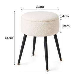 EONLION White Round Dressing Table Stool - Size: 100 cm - thumbnail 2