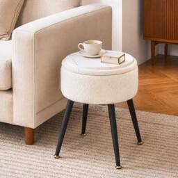 EONLION White Round Dressing Table Stool - Size: 100 cm - thumbnail 1