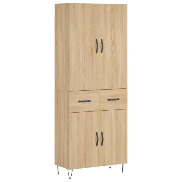 Berkfield Home Highboard Sonoma Oak 69.5x34x180 cm Engineered Wood in Light Tan - image 1