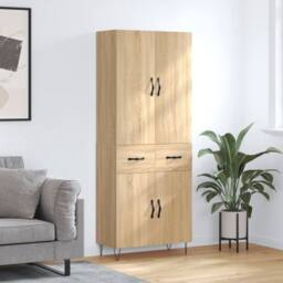 Berkfield Home Highboard Sonoma Oak 69.5x34x180 cm Engineered Wood in Light Tan - thumbnail 2