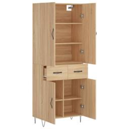 Berkfield Home Highboard Sonoma Oak 69.5x34x180 cm Engineered Wood in Light Tan - thumbnail 4
