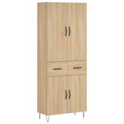 Berkfield Home Highboard Sonoma Oak 69.5x34x180 cm Engineered Wood in Light Tan - thumbnail 1