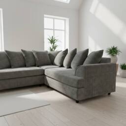 Abakus Direct Ferguson Chenille Corner Sofa with Deep Seats & Angular Arms in Charcoal - thumbnail 2