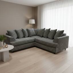 Abakus Direct Ferguson Chenille Corner Sofa with Deep Seats & Angular Arms in Charcoal - thumbnail 6