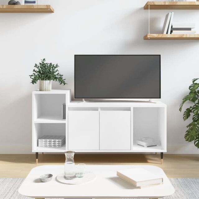 Berkfield Home TV Cabinet White 100x35x55 cm Engineered Wood - Size: 100 x 35 x 55 cm - image 1