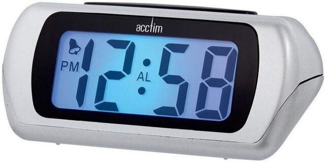 Acctim Auric Digital Alarm Clock Superbrite® Crescendo Alarm Large LCD Display in Silver