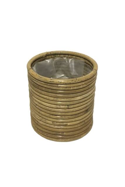 KDMD Hortus Round Stripe Pot 14cm H in Light Brown - image 1