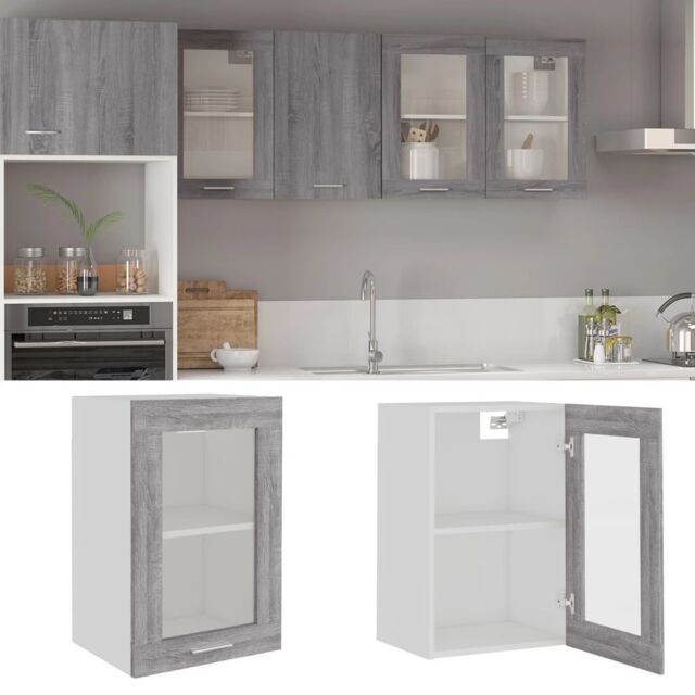 Berkfield Home Hanging Glass Cabinet Grey Sonoma 40x31x60 cm Engineered Wood - Size: 40 x 31 x 60 cm - image 1