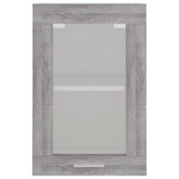 Berkfield Home Hanging Glass Cabinet Grey Sonoma 40x31x60 cm Engineered Wood - Size: 40 x 31 x 60 cm - thumbnail 5