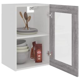 Berkfield Home Hanging Glass Cabinet Grey Sonoma 40x31x60 cm Engineered Wood - Size: 40 x 31 x 60 cm - thumbnail 4