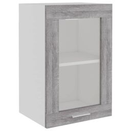 Berkfield Home Hanging Glass Cabinet Grey Sonoma 40x31x60 cm Engineered Wood - Size: 40 x 31 x 60 cm - thumbnail 2