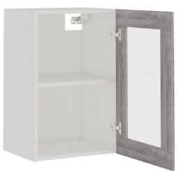Berkfield Home Hanging Glass Cabinet Grey Sonoma 40x31x60 cm Engineered Wood - Size: 40 x 31 x 60 cm - thumbnail 6