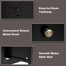Costway Wooden Computer Desk Modern Writing Desk Workstation with 3 Drawers in Black - thumbnail 6