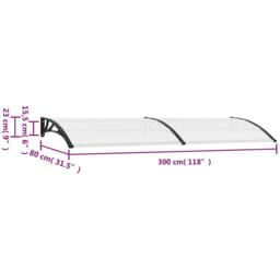 Berkfield Home Door Canopy Black & Transparent 300x80 cm PC - thumbnail 6