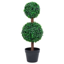 Berkfield Home Artificial Boxwood Plant with Pot Ball Shaped Green 60 cm - thumbnail 1