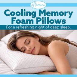 Aamira Cooling Memory Foam Pillow 70×45cm Orthopaedic 2 Pack in White - thumbnail 2