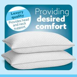 Aamira Cooling Memory Foam Pillow 70×45cm Orthopaedic 2 Pack in White - thumbnail 3