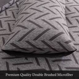 Grace Double Brushed Microfber Duvet Cover Set Ultrasoft Bedding Sets in Grey - Size: Single - thumbnail 6