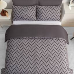 Grace Double Brushed Microfber Duvet Cover Set Ultrasoft Bedding Sets in Grey - Size: Single - thumbnail 2