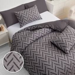 Grace Double Brushed Microfber Duvet Cover Set Ultrasoft Bedding Sets in Grey - Size: Single - thumbnail 5