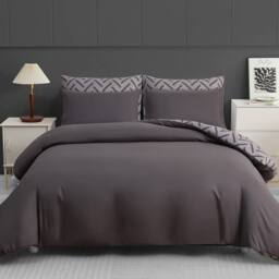 Grace Double Brushed Microfber Duvet Cover Set Ultrasoft Bedding Sets in Grey - Size: Single - thumbnail 3
