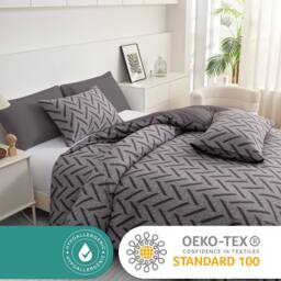 Grace Double Brushed Microfber Duvet Cover Set Ultrasoft Bedding Sets in Grey - Size: Single - thumbnail 4