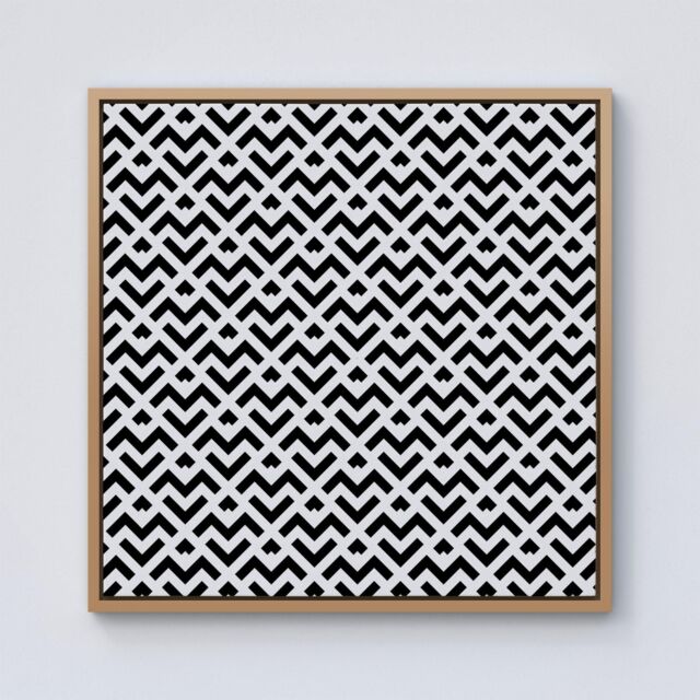Warren Reed - Designer Black & White Abstract Pattern Framed Canvas in Light Brown - Size: w40 inch x h40 inch - image 1