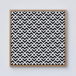 Warren Reed - Designer Black & White Abstract Pattern Framed Canvas in Light Brown - Size: w40 inch x h40 inch - thumbnail 1