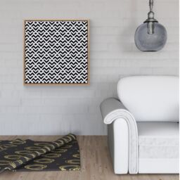 Warren Reed - Designer Black & White Abstract Pattern Framed Canvas in Light Brown - Size: w40 inch x h40 inch - thumbnail 2