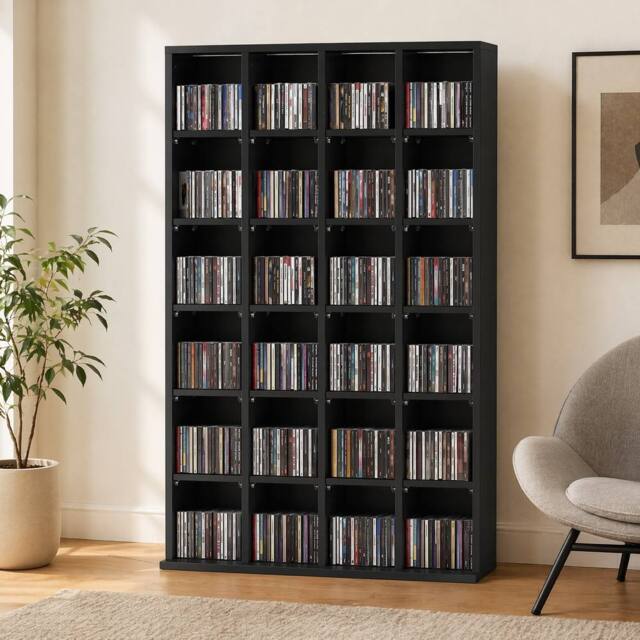 STILVORA CD Storage Unit with Adjustable Shelves in Black - image 1