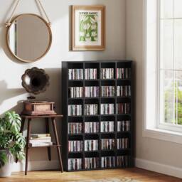 STILVORA CD Storage Unit with Adjustable Shelves in Black - thumbnail 9