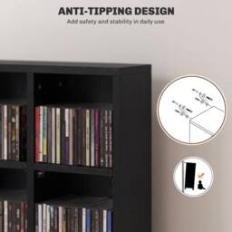 STILVORA CD Storage Unit with Adjustable Shelves in Black - thumbnail 8