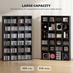 STILVORA CD Storage Unit with Adjustable Shelves in Black - thumbnail 6