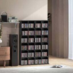 STILVORA CD Storage Unit with Adjustable Shelves in Black - thumbnail 3