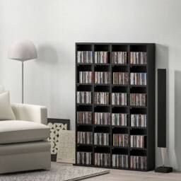 STILVORA CD Storage Unit with Adjustable Shelves in Black - thumbnail 2