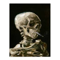 Artery8 Van Gogh Framed Wall Art Head of a Skeleton with a Burning Cigarette in Black - Size: A4 - thumbnail 3