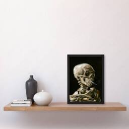 Artery8 Van Gogh Framed Wall Art Head of a Skeleton with a Burning Cigarette in Black - Size: A4 - thumbnail 2
