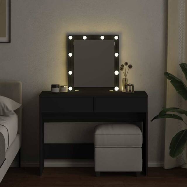 Berkfield Home Beautiful Dressing Table with LED Black 100x40x130 cm - Size: 100 x 40 x 130 cm - image 1