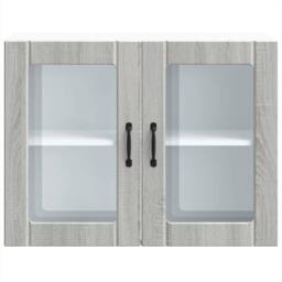 Berkfield Home Kitchen Wall Cabinet with Glass Door Lucca Grey Sonoma Engineered Wood - thumbnail 6