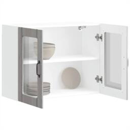 Berkfield Home Kitchen Wall Cabinet with Glass Door Lucca Grey Sonoma Engineered Wood - thumbnail 2