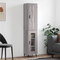 Berkfield Home Highboard Grey Sonoma 34.5x34x180 cm Engineered Wood - thumbnail 2