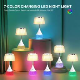 Harper Living RGB Table Lamp, Water Base 7-Colour Changing, Touch Control, Pleated in White - thumbnail 6